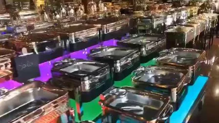 Outros suprimentos para hotéis Equipamentos de serviço em aço inoxidável Expositor de comida para buffet Conjunto de aquecedor elétrico de comida Rechaud